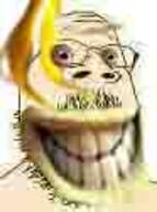 baby banana glasses grin small_eyes soyjak stubble variant:gapejak wholesome yellow_skin ylyl_banana // 93x125 // 5.0KB