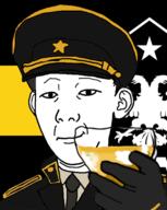 cap closed_mouth clothes collar_tabs ear flag glass hand hat hoi4 holding_object kuz necktie omsk russia smile smug soyjak tno toast uniform variant:kuzjak wine // 430x540 // 131.0KB