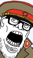 clothes collar_tabs communism epaulettes glasses hammer_and_sickle kgb kuz military military_cap military_uniform necktie soviet_army_uniform soyjak star stubble uniform variant:stu // 387x673 // 104.9KB