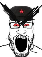 angry bloodshot_eyes cap clothes communism glasses hat open_mouth soyjak star stubble variant:markiplier_soyjak // 600x800 // 172.3KB