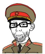 carter closed_mouth clothes collar_tabs communism ear epaulettes glasses hammer_and_sickle hat kgb meta:low_resolution military_uniform necktie soviet_army_uniform soviet_union soyjak star stubble uniform variant:carterjak // 289x350 // 56.9KB