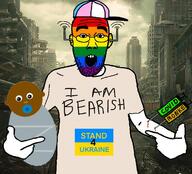 arm baby clothes coronavirus_pandemic ear gay glasses hand hat irl_background negro open_mouth pointing russo_ukrainian_war soyjak stubble syringe tranny tshirt ukraine variant:shirtjak // 618x559 // 77.3KB