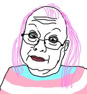 balding closed_mouth clothes glasses hair pink_hair soyjak tranny transgender_flag variant:unknown // 537x579 // 58.3KB