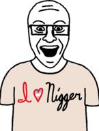 clothes glasses heart i_heart_nigger i_love nigger open_mouth smosh soyjak text variant:unknown // 438x578 // 15.5KB